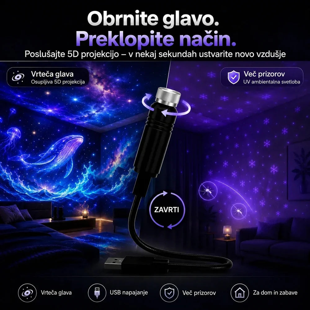 Topacme® HD pametni dinamični 5D holografski nočni projektor