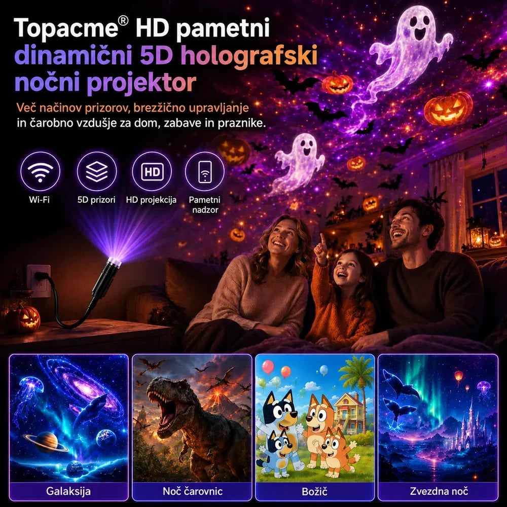 Topacme® HD pametni dinamični 5D holografski nočni projektor