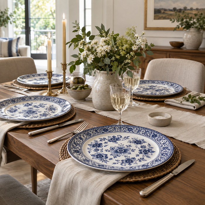 Dovqera Porcelain Dinner Plate Set lifestyle view