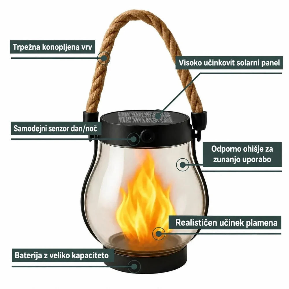 Solarna lanterna z učinkom plamena